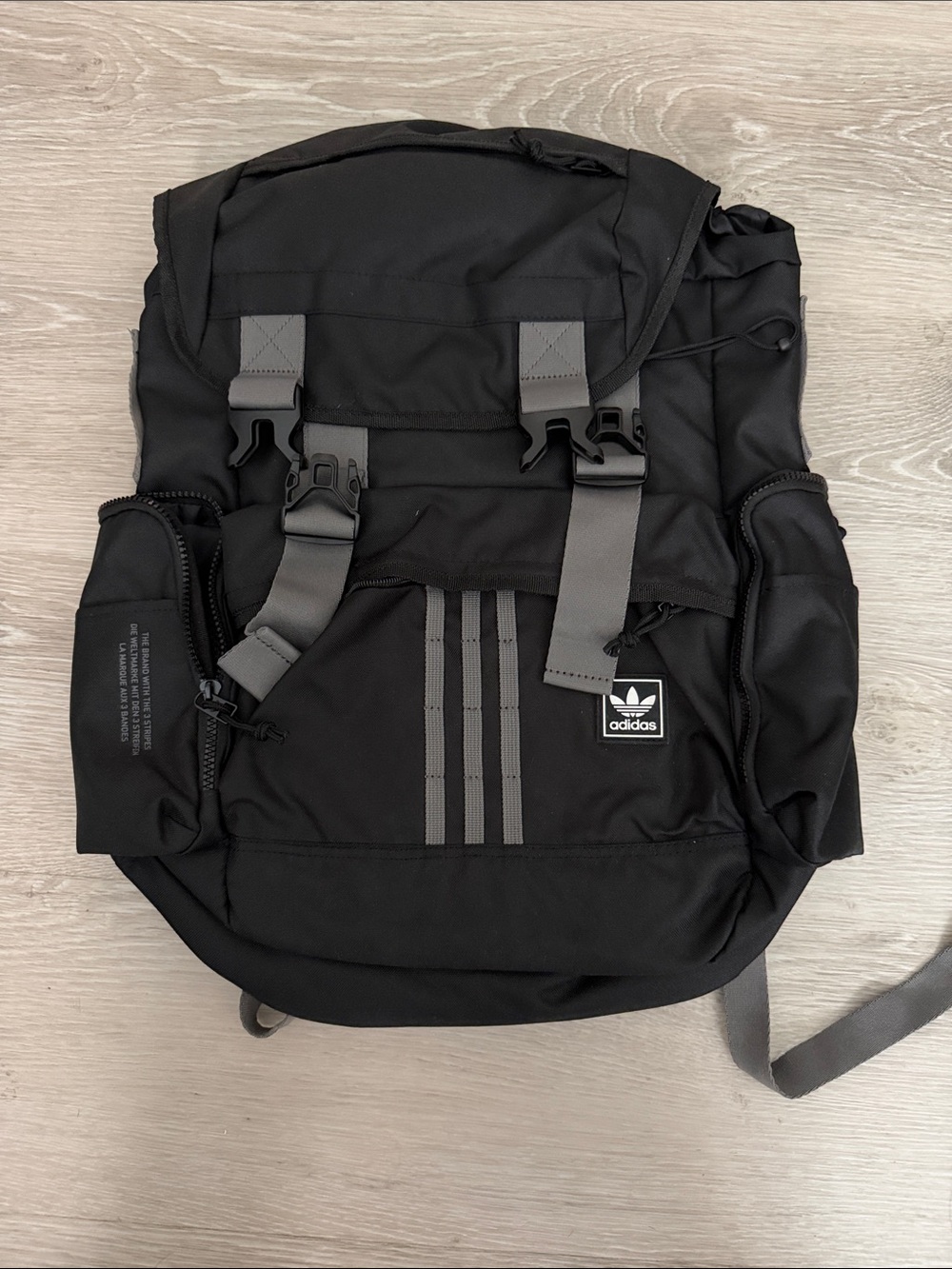 adidas Black Backpack with Gray Accents and Trefoil Patch
